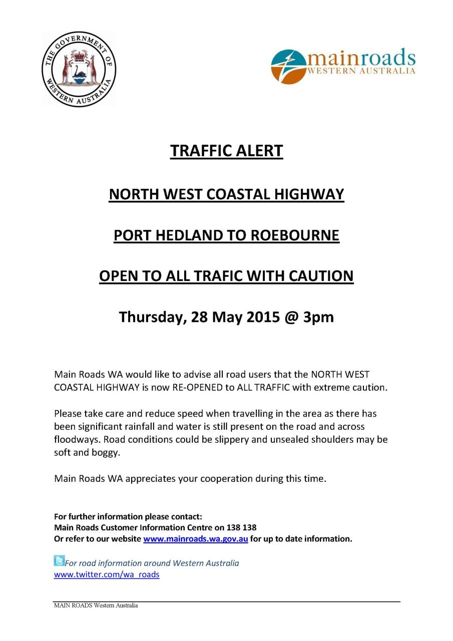 Traffic Alert - North West Coastal Highway