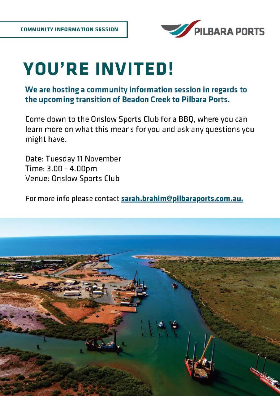 Pilbara Ports Onslow Community Information Session
