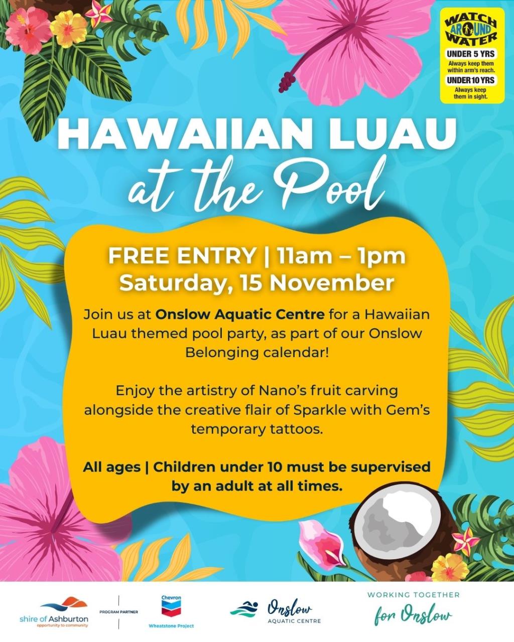 Onslow Belonging: Hawaiian Luau at the Pool