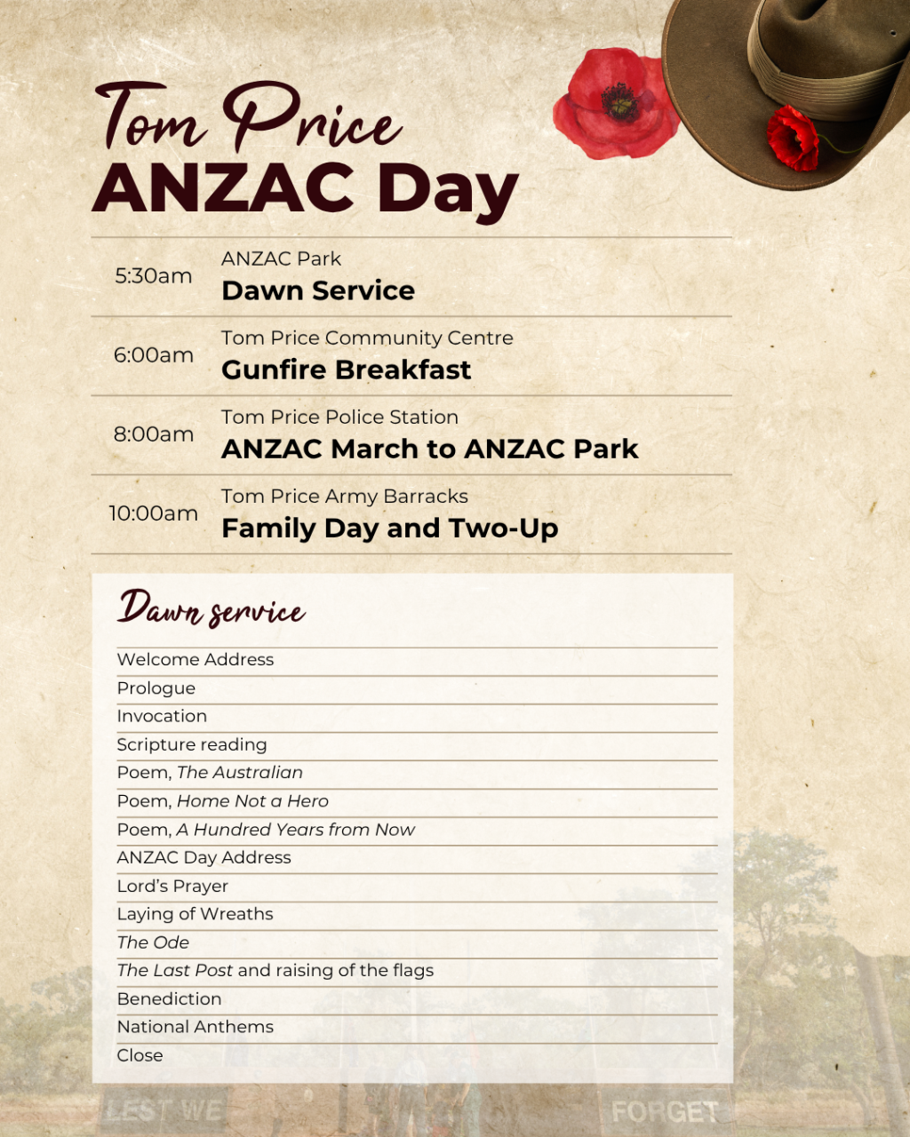 Tom Price ANZAC Day