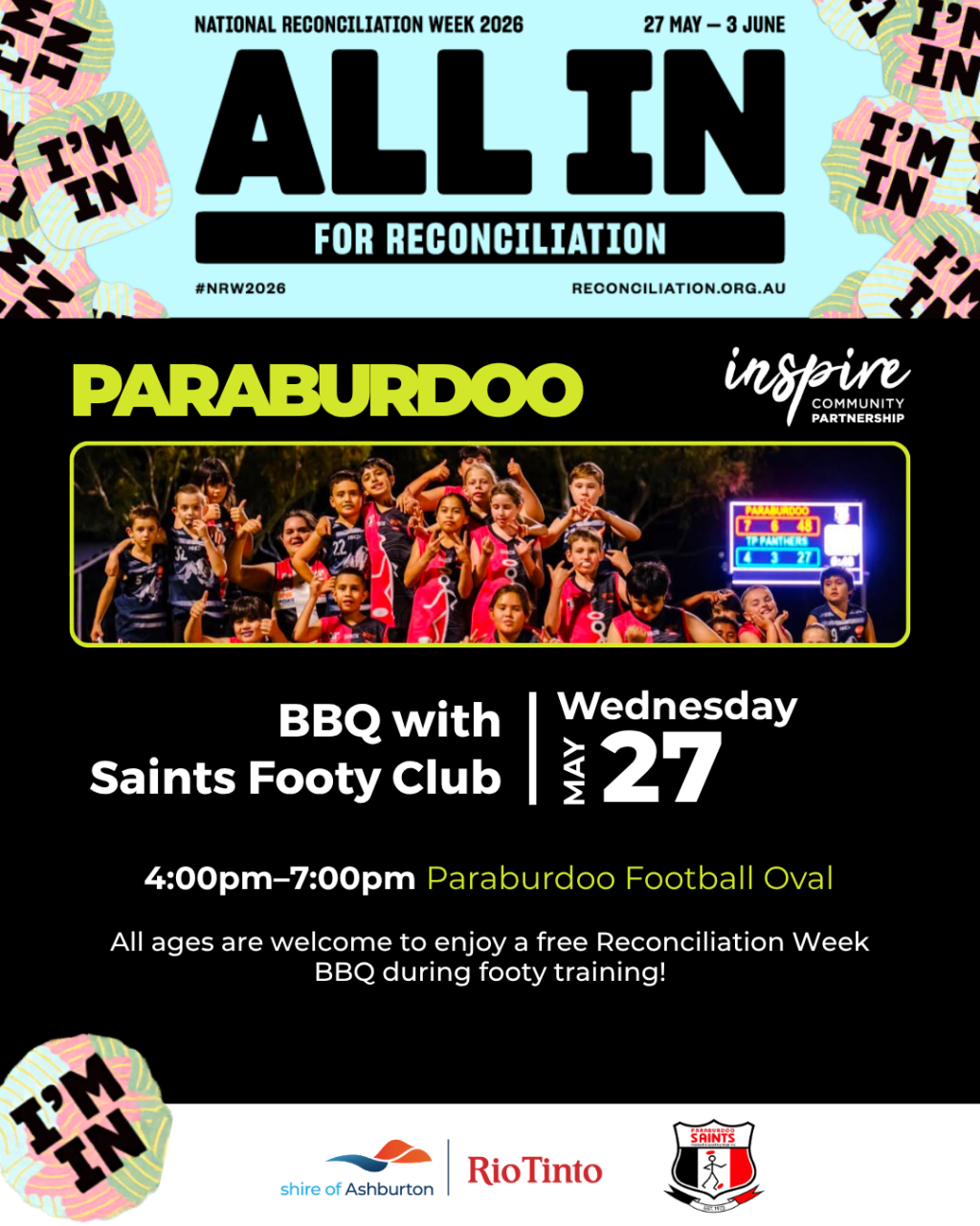 Paraburdoo Reconciliation Week BBQ with Saints Footy Club