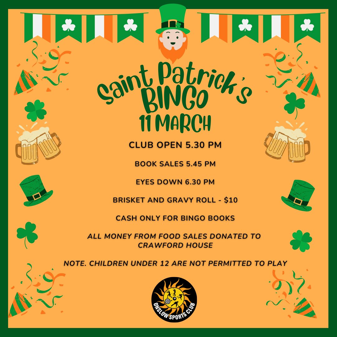 Onslow Sports Club St. Patrick's Day Bingo