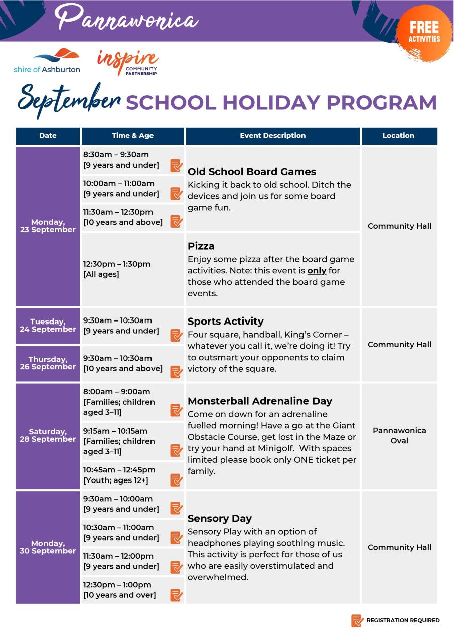Pannawonica- September 2024 School Holiday Program