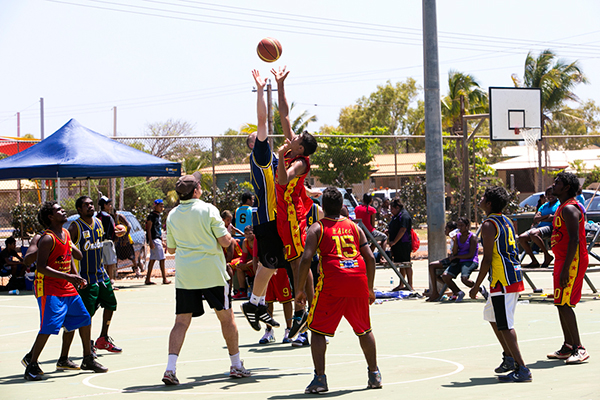 Kids playing basketball