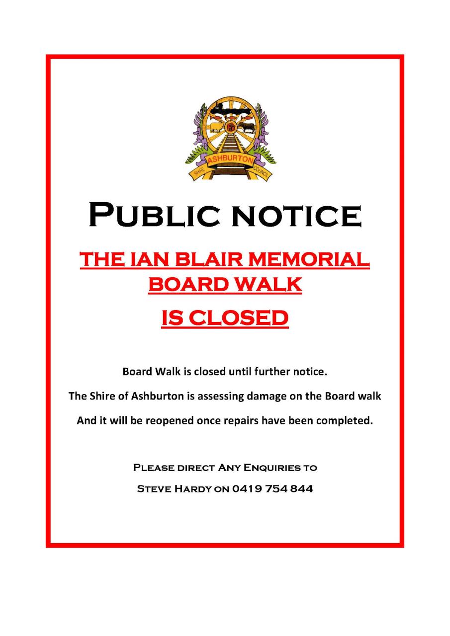 Ian Blair Memorial Board Walk Closed