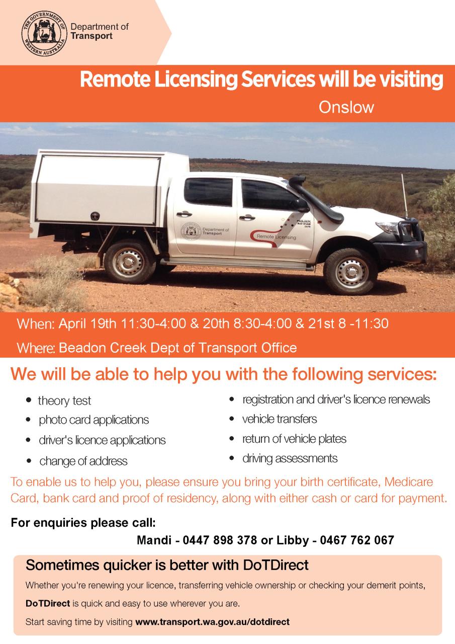 Remote Licensing Services visiting Onslow