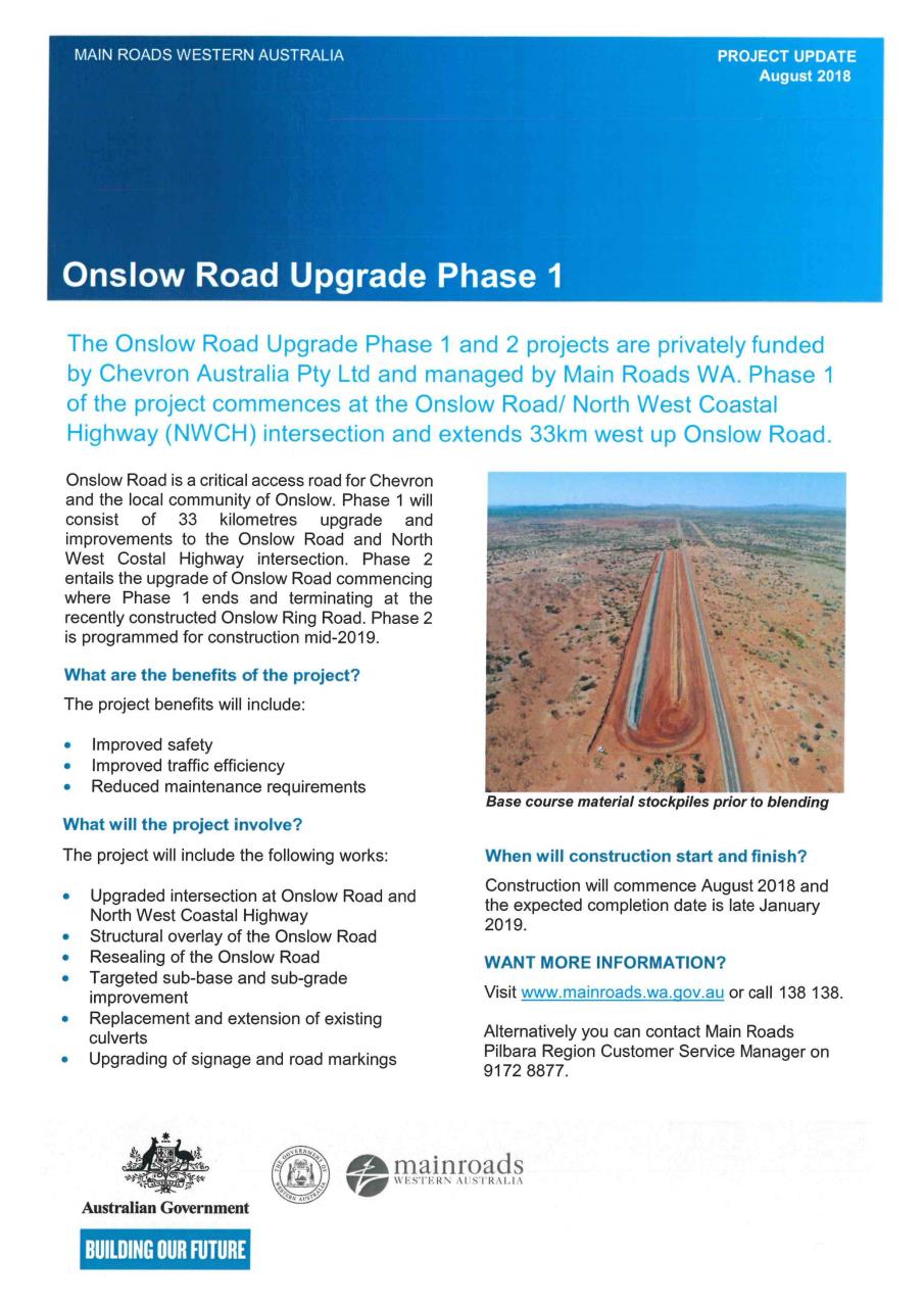 Onslow Road Upgrade