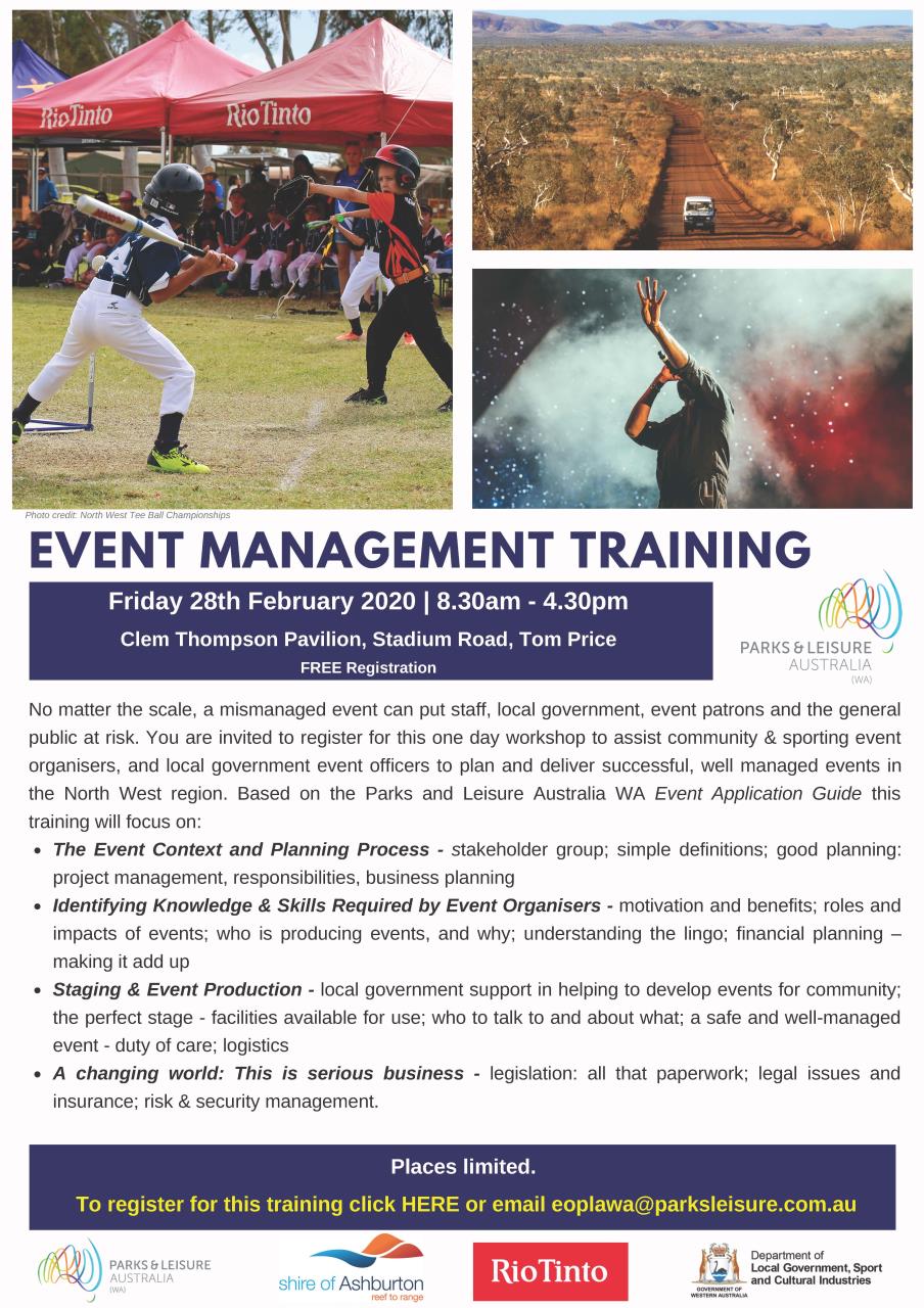 Event Management Workshop - 28 February - Tom Price