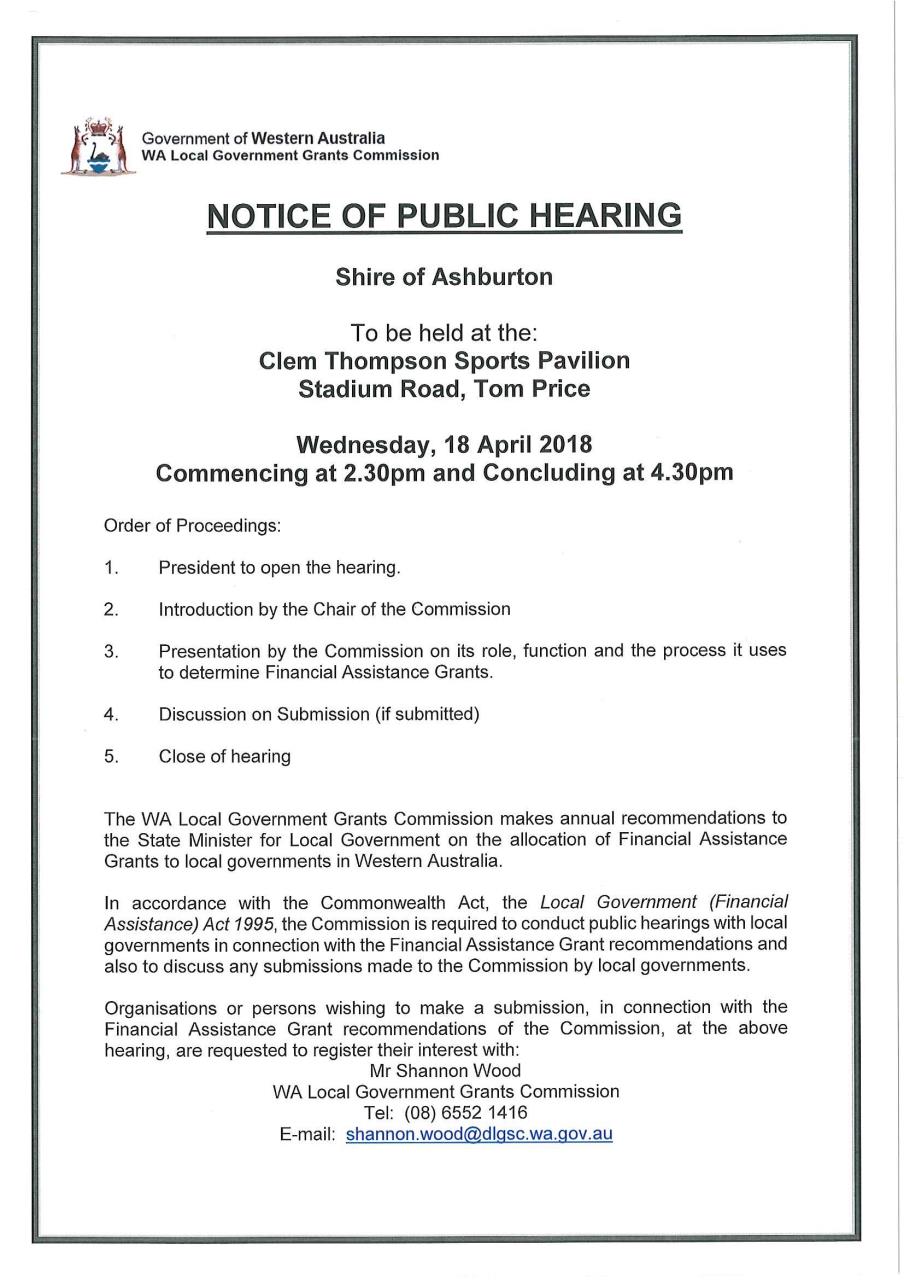 Notice of Public Hearing