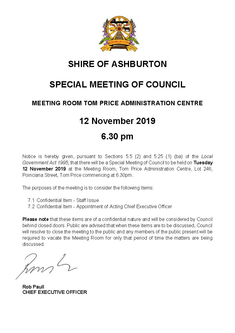 Special Meeting of Council