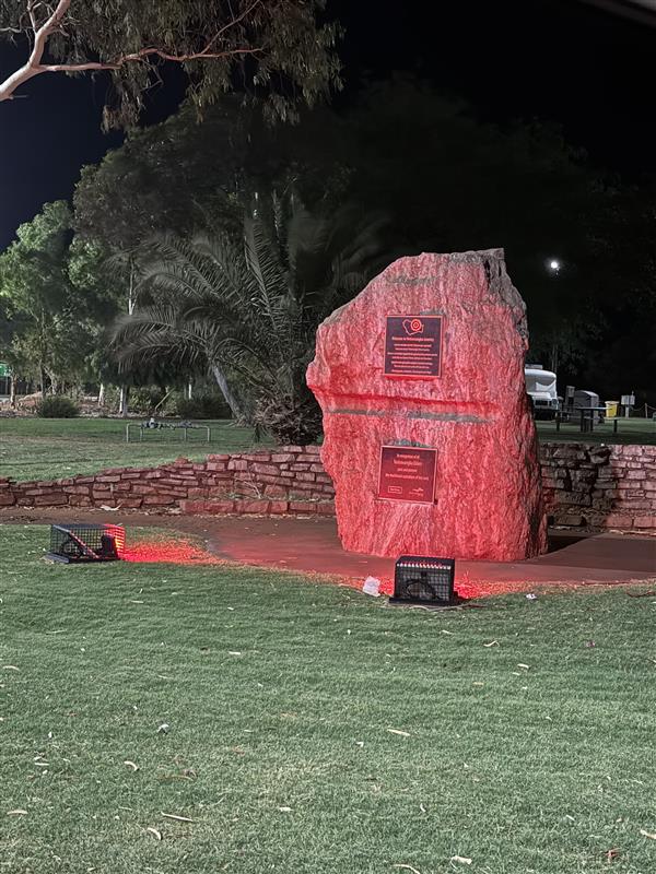 Shire of Ashburton stands with 16 Days in WA — Paraburdoo Rock lit up