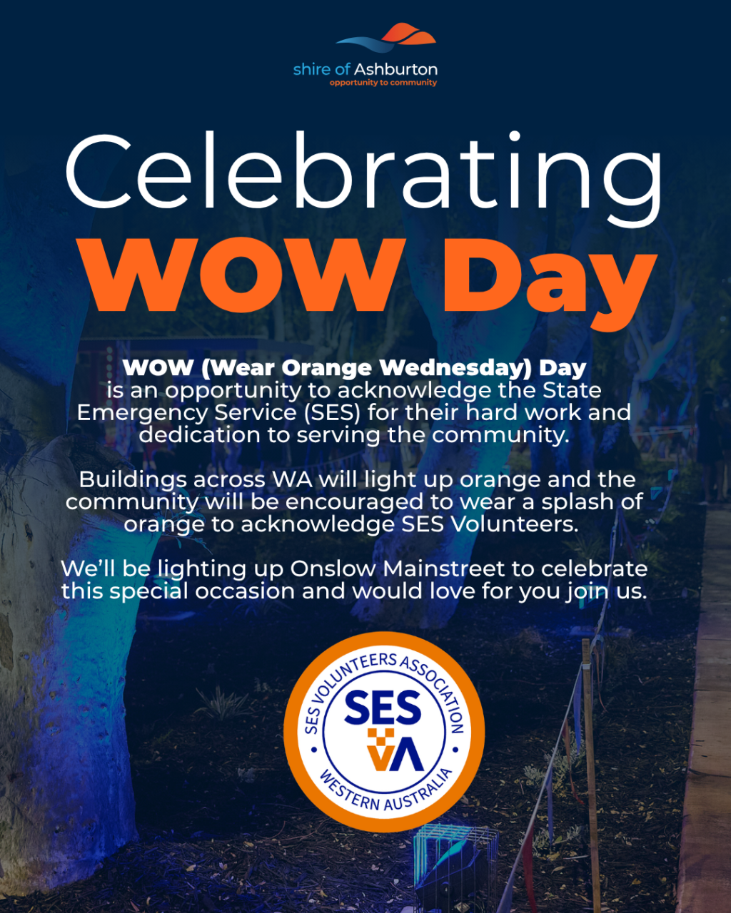 Lighting Onslow Orange – Celebrating WOW Day