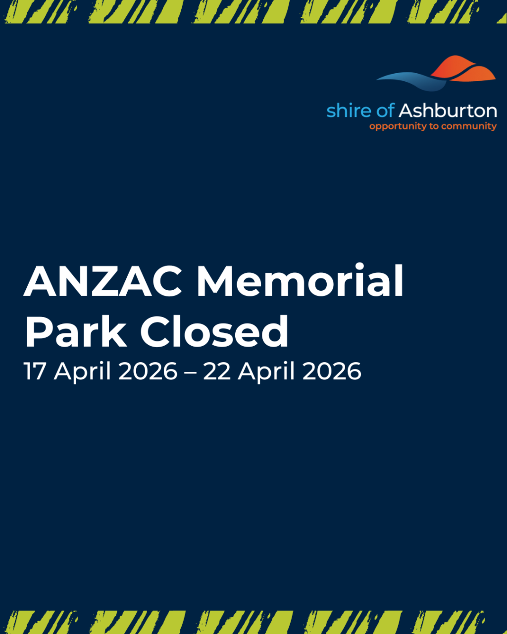 Paraburdoo ANZAC Memorial Park Closed