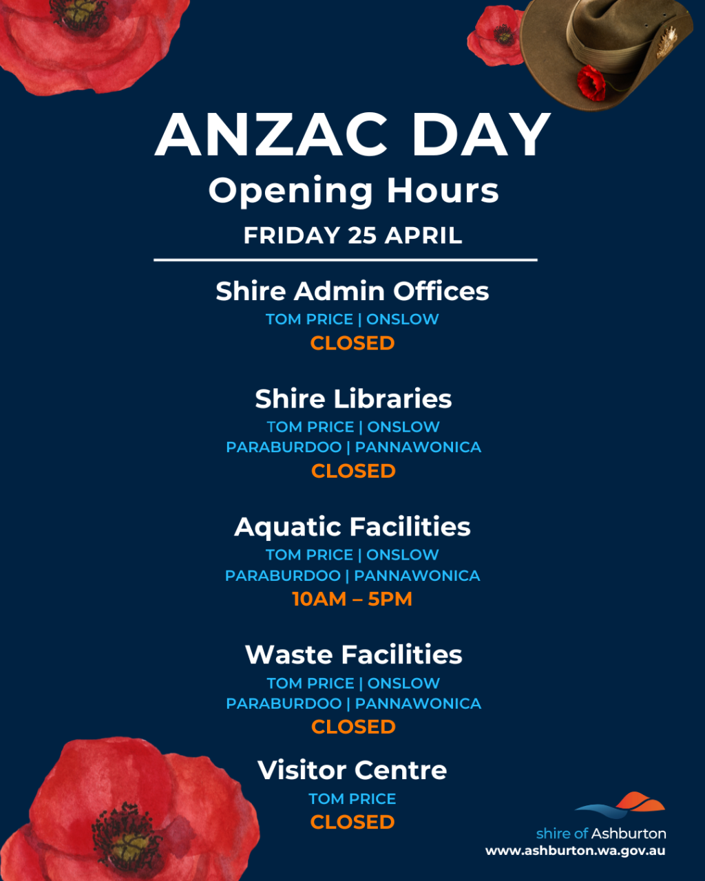 2025 ANZAC Day Closures