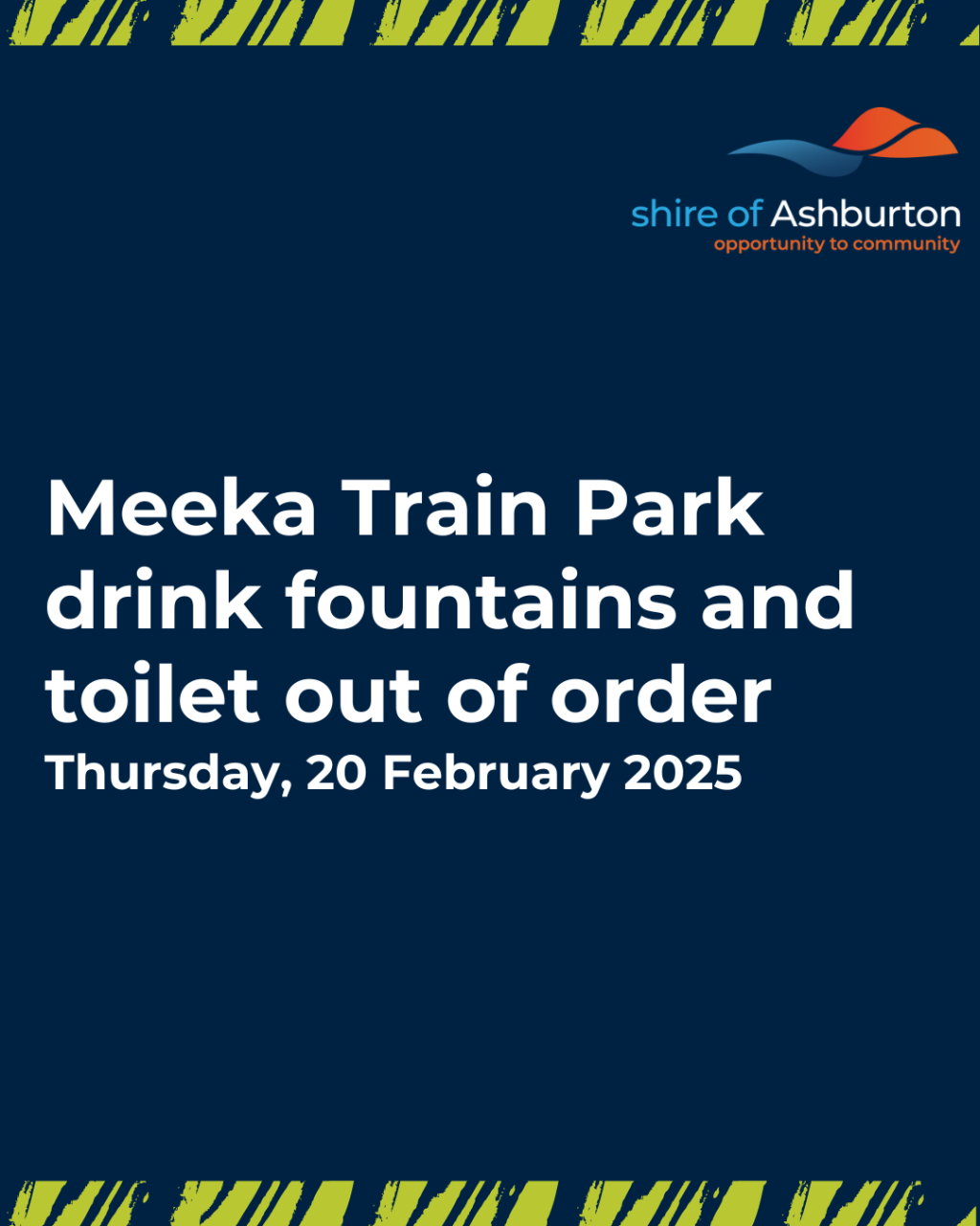Meeka Train Park drink fountains and toilet out of order
