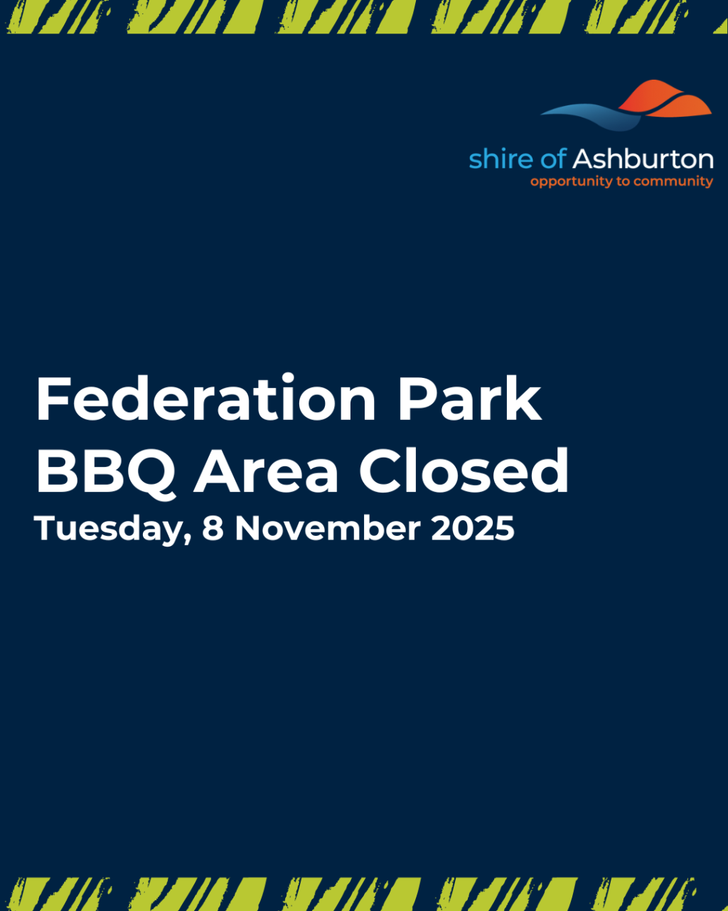 Federation Park BBQ Area Closed