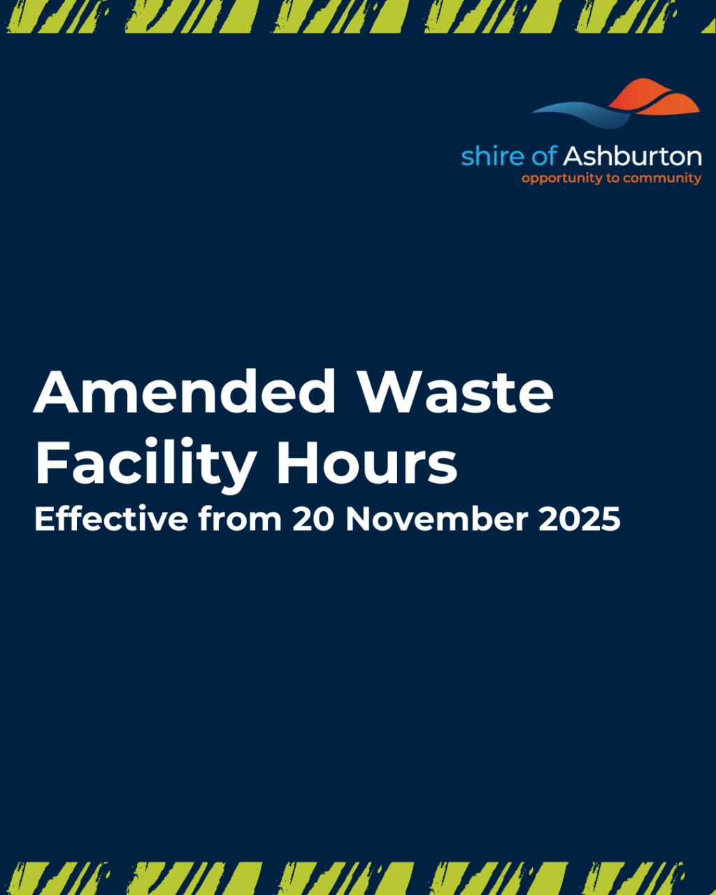 Paraburdoo Waste Facility Amended Hours