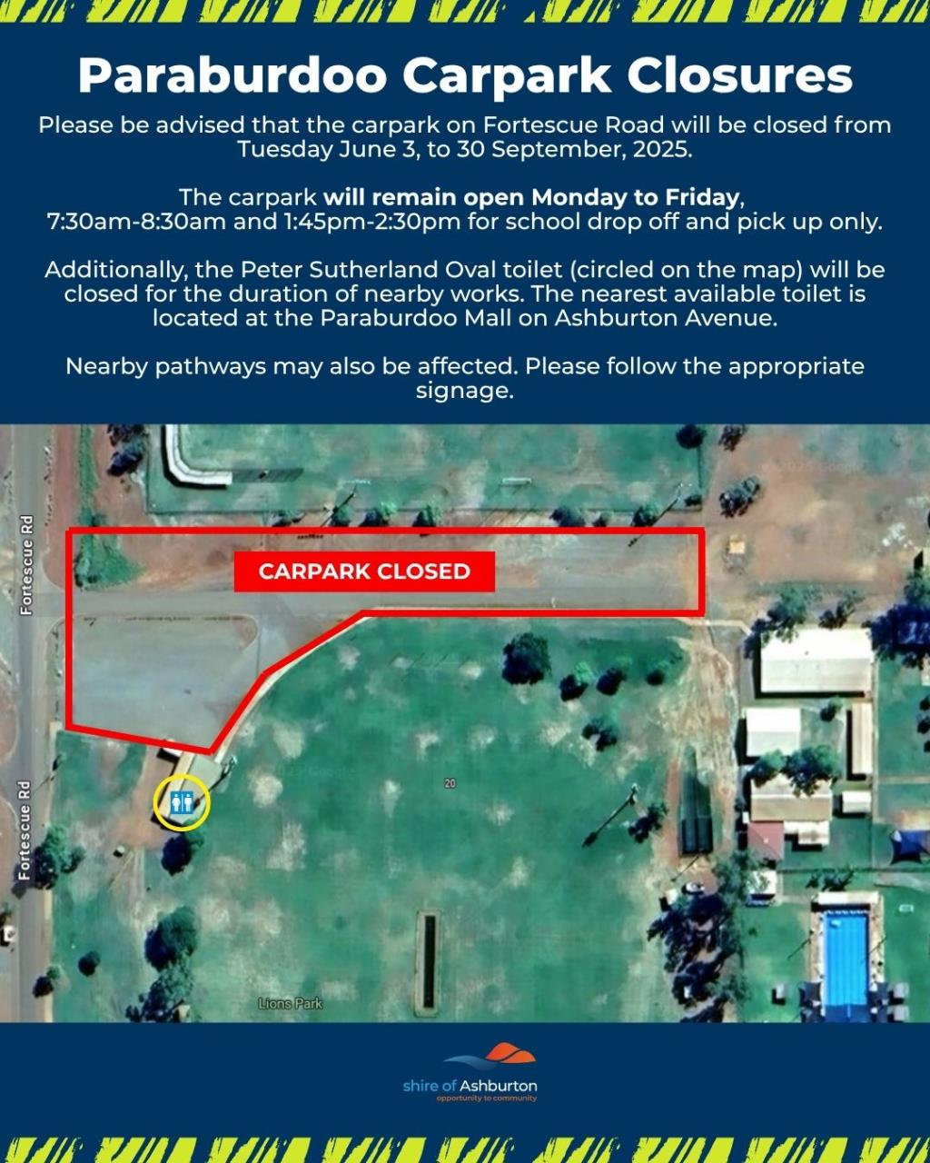 Paraburdoo Lighting Upgrade – Carpark Closure Notice 