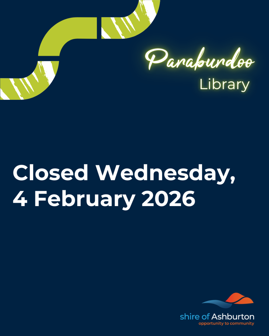 Paraburdoo Library Closed