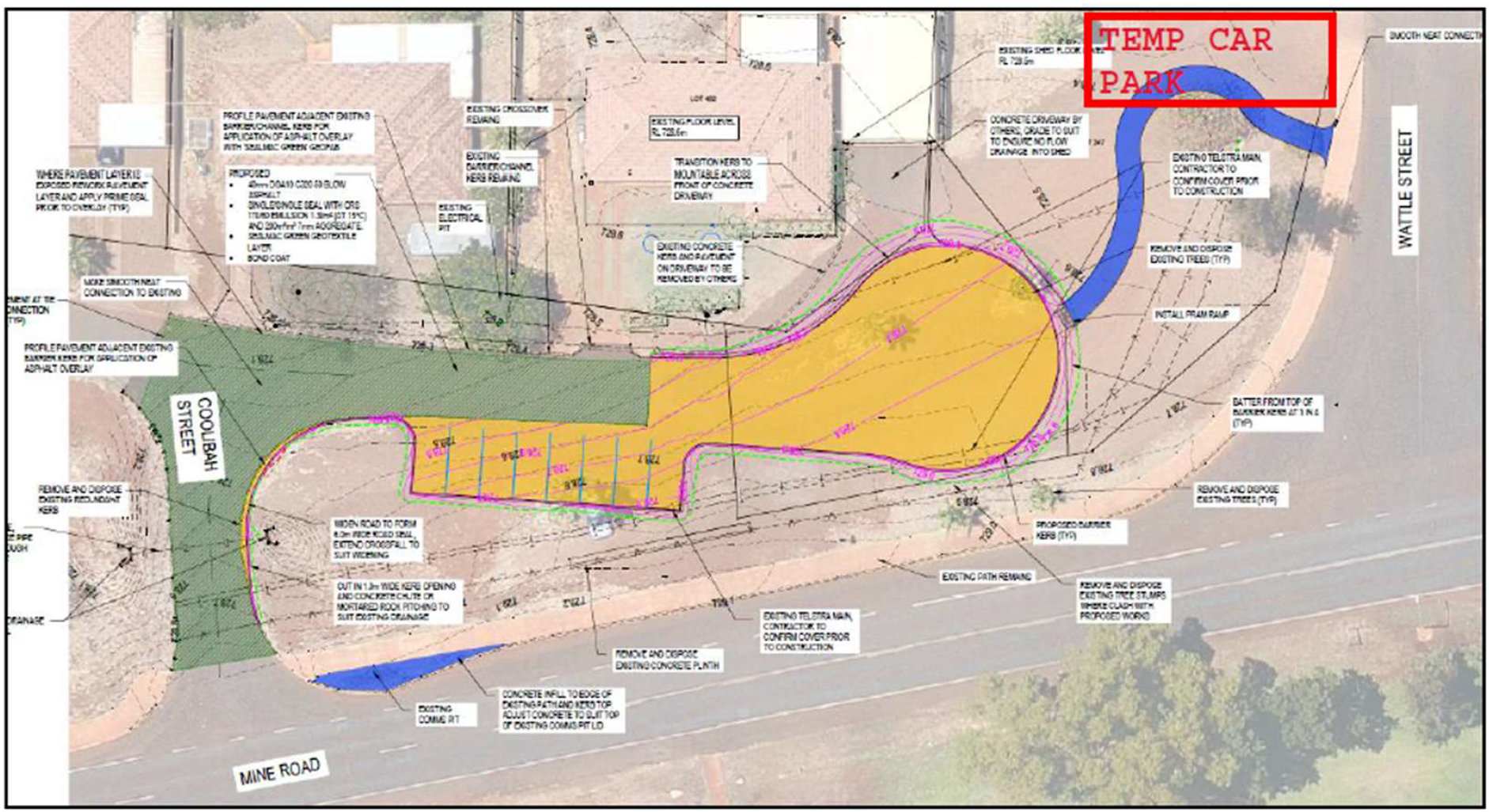 Civil Construction and Temporary Parking on Coolibah Street