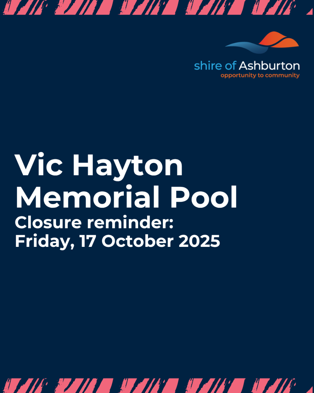 Vic Hayton Memorial Pool Closed