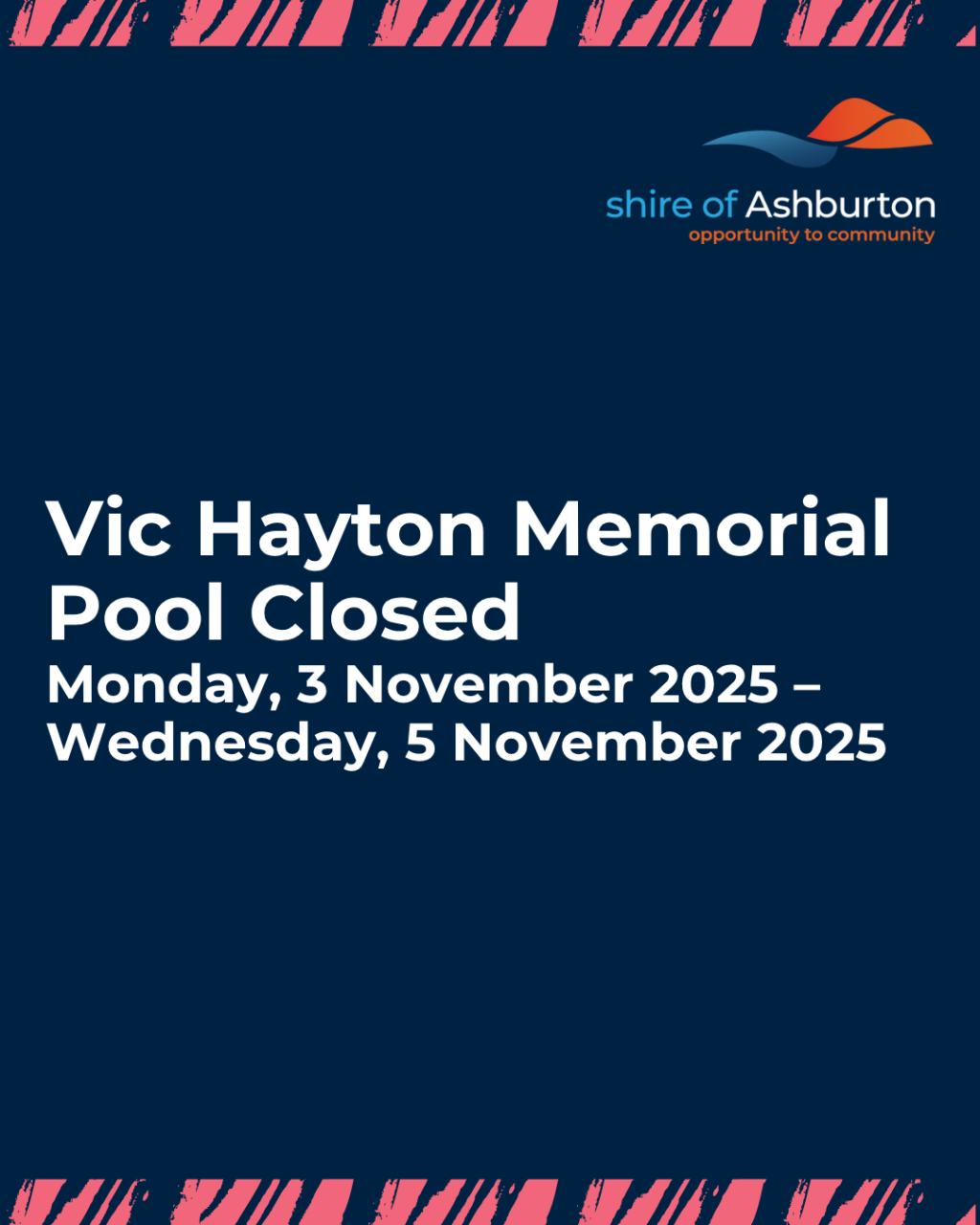 Vic Hayton Memorial Pool Closed