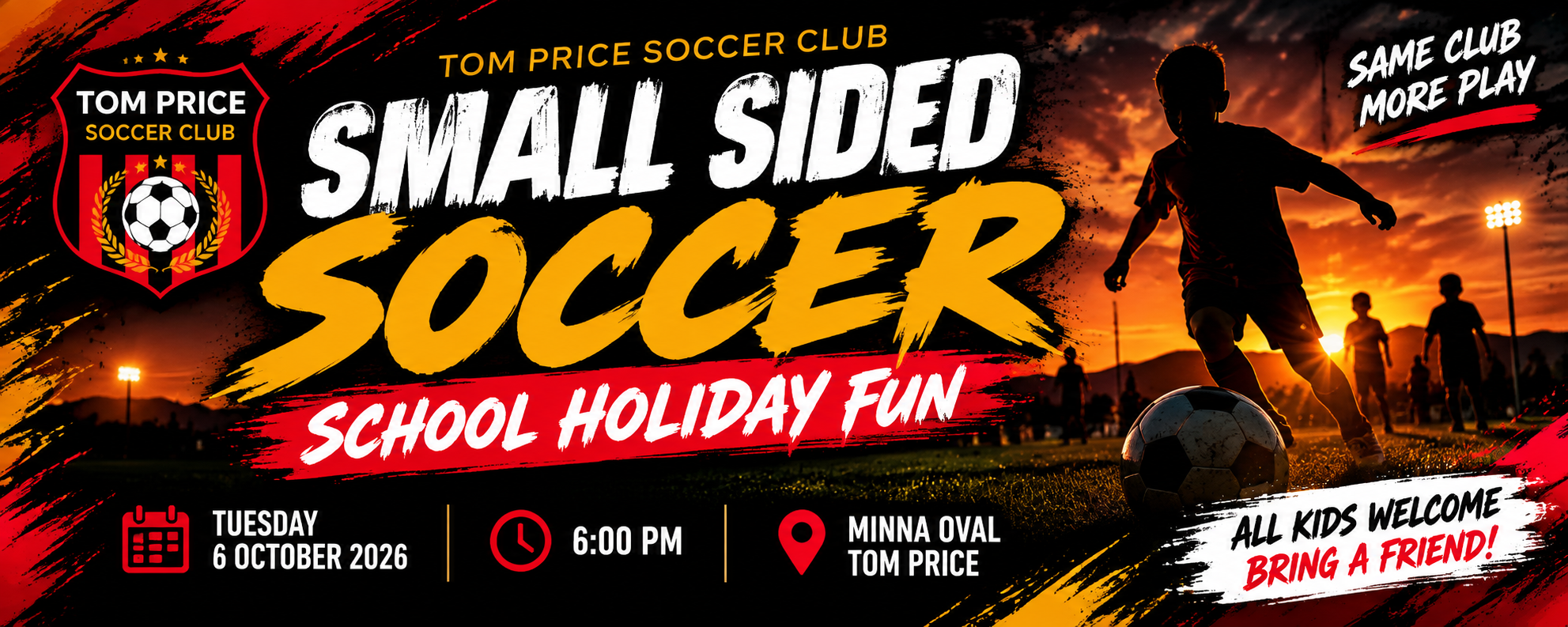 Tom Price Soccer Club Small Sided Soccer School Holiday Club