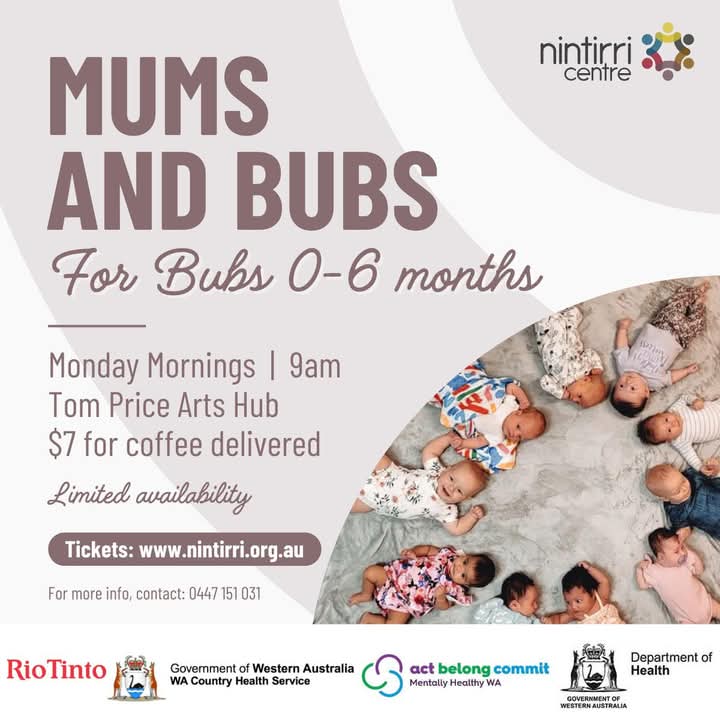 Mums and Bubs at the Tom Price Arts Hub (Every Monday)