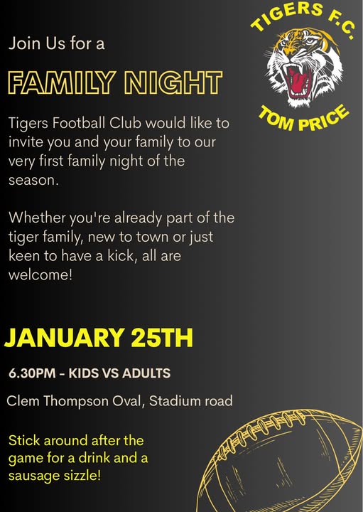 Tom Price Tigers Family Night