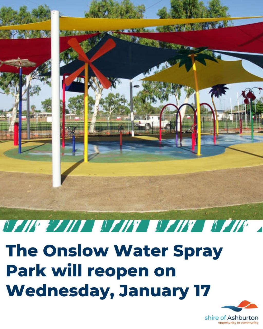Exciting News! Onslow Water Spray Park is re-opening Wednesday January 17