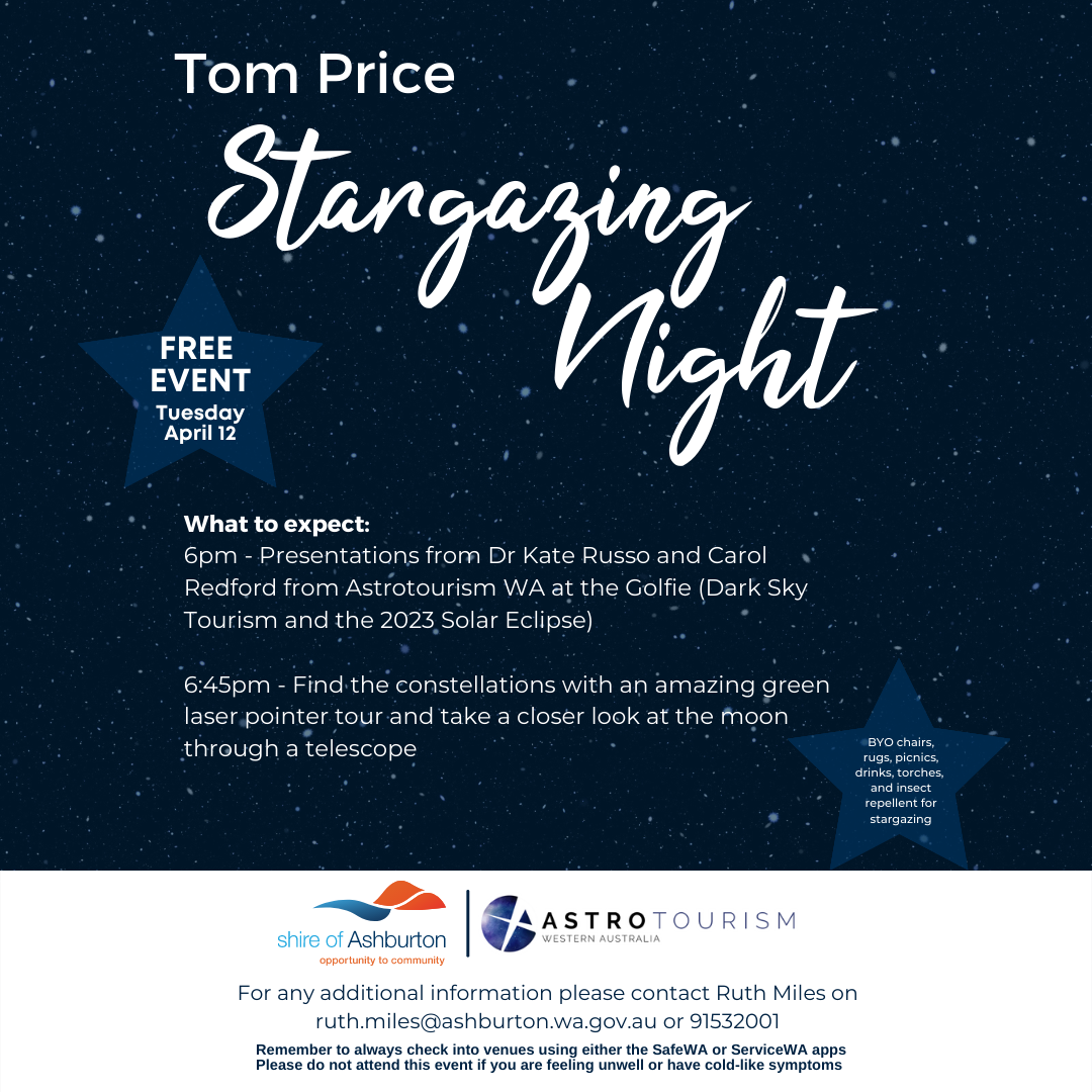 Tom Price Stargazing Event to take place April 12