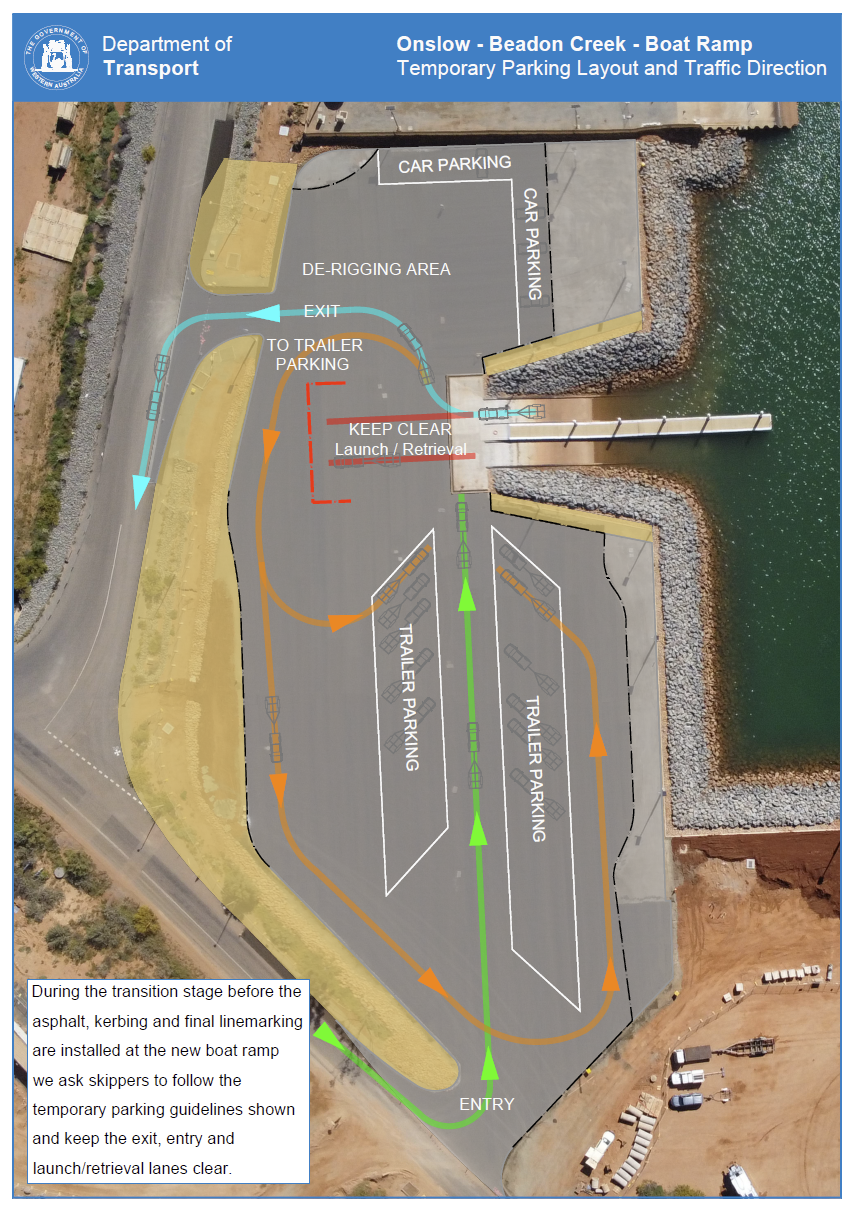 Onslow Boat Ramp Temporary Parking Layout and Traffic Direction