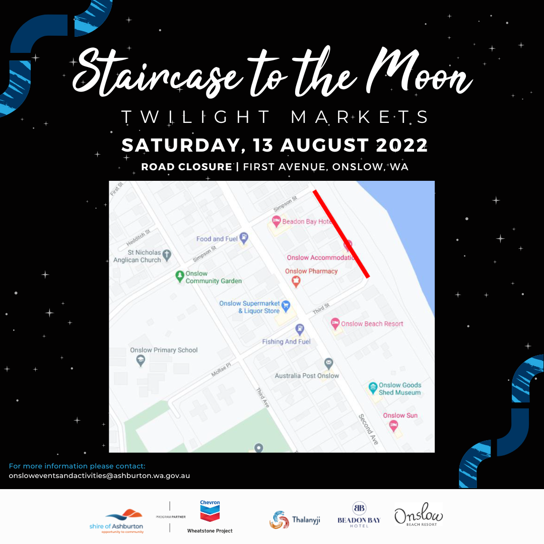 Onslow Staircase to the Moon Markets road closure, 13 August